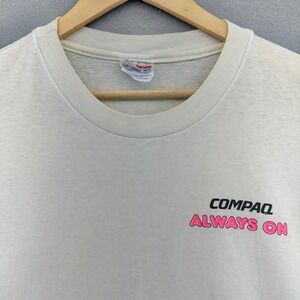 90s Compaq Always On Off White Computer Promo T-Shirt XL Neon VTG 1990s Skater